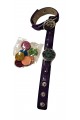 BRACELET LUXE -  CUIR VIOLET - MEDAILLON ACIER