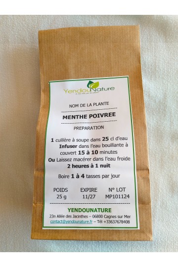 MENTHE POIVREE EN FEUILLE SECHEE BIO - 20 g -