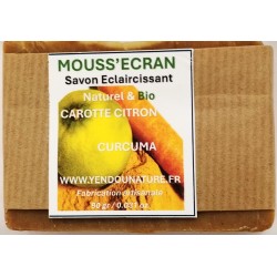 SAVON ECLAIRCISSANT A LA CAROTTE / CITRON / CURCUMA - BIO -  90 gr