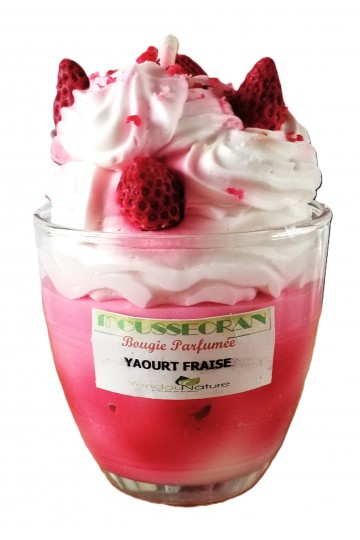 BOUGIE A THEME AUX PARFUMS DE GRASSE - YAOURT FRAISE - 200 gr.