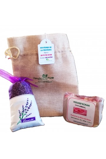 SAC EN LIN SOUVENIRS DE PROVENCE - BOIS DE ROSE + 25 GR. LAVANDE