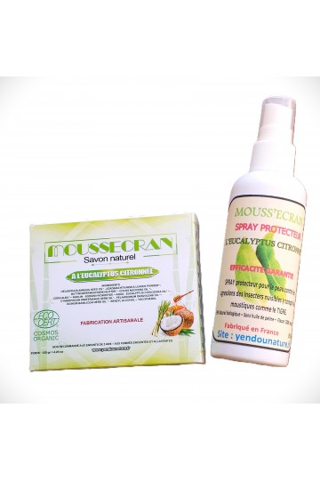 1+1 SAVON + SPRAY MOUSSECRAN - ANTI-MOUSTIQUES A L'EUCALYPTUS CITRONNE- CERTIFIE BIO - SANS PRODUIT CHIMIQUES -